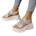Women's Shoes Fashion Hollowed-out Mid Heel Mesh Sports Platform Sandals - Image 4