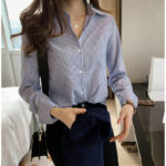 Spring Women's Korean Style New Casual Student Shirt Bottoming Shirt Fashion Loose Long-Sleeved Vertical Striped Shirt - Image 5