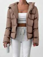 Women's Casual Solid Color Zipper Hoodie Jacket - Image 6