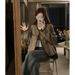 Plus Size Slimming Single-breasted Color Contrast Short Coat - Image 2