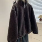 Women's Petite Thick Casual Stand-collar Furry Coat - Image 2