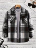 Men's Shirt Versatile Casual Plaid Shirt Coat Shirt Coat - Image 6