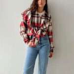 Plaid Lapel Long Sleeve Cardigan Shirt - Image 6
