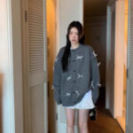 Bow Tie Round Neck Sweater Jacket For Women, Loose In Winter - Image 3