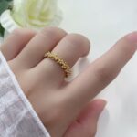 White Chrysanthemum Adjustable Index Finger Ring High Class Elegant Opening