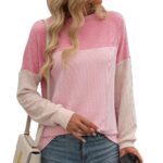 Round Neck Twist Strip Color Matching Long Sleeve Loose T-shirt For Women - Image 7