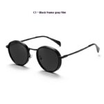 Round Frame Retro Sun Glasses Reflective Lenses - Image 3