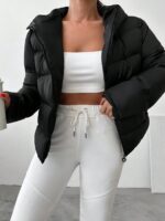 Women's Casual Solid Color Zipper Hoodie Jacket - Image 2