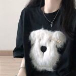 Cotton Plush Puppy Embroidered Short Sleeve - Image 2