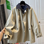 British Style Contrast Color Trench Coat For Women - Image 5