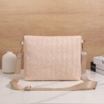 Straw Shoulder Bag Solid Color Crossbody - Image 6