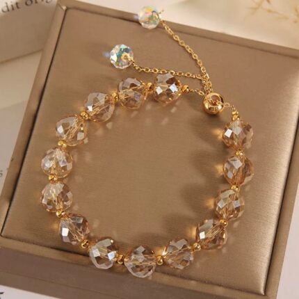 Crystal Woven Bracelet Women's Fashion High-end Simple Round