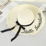 Women Lace Up Large Brim Straw Hat Beach Caps - Image 5