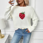 Strawberry Jacquard Sweater Pullover - Image 2