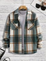 Men's Shirt Versatile Casual Plaid Shirt Coat Shirt Coat - Image 5
