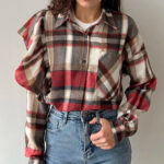 Plaid Lapel Long Sleeve Cardigan Shirt - Image 3