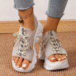 Women's Shoes Fashion Hollowed-out Mid Heel Mesh Sports Platform Sandals - Image 2