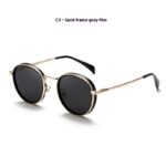 Round Frame Retro Sun Glasses Reflective Lenses - Image 7