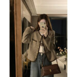 Plus Size Slimming Single-breasted Color Contrast Short Coat - Image 4